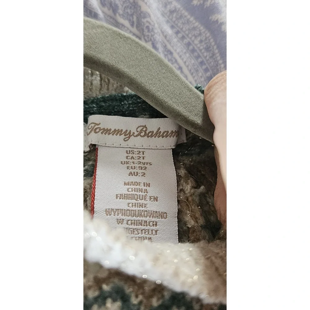 tommy Bahama metallic embroidered ruffle neck‎ sleeve sweater toddler 2T